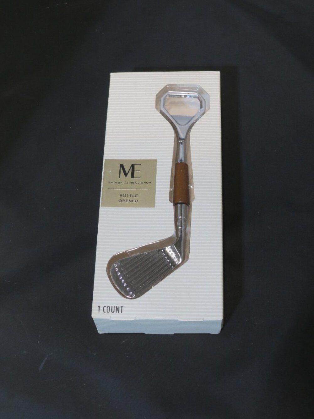 ME Modern Essentials Silver and Brown Golf Club Bottle Opener